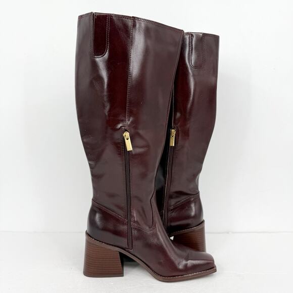 Vince Camuto Womens Sangeti Knee High Boots 7.5 Wide XW Calf Maroon Leather NWOB - Picture 5 of 12
